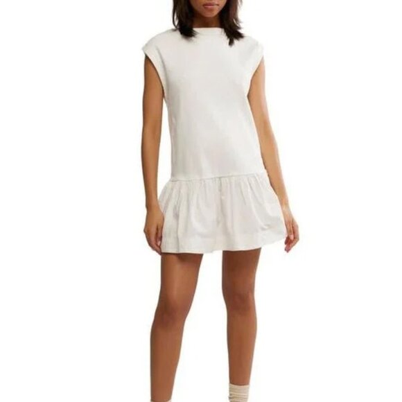 Free People Enya Mixed Media Minidress NWOT Size M White - Picture 1 of 4